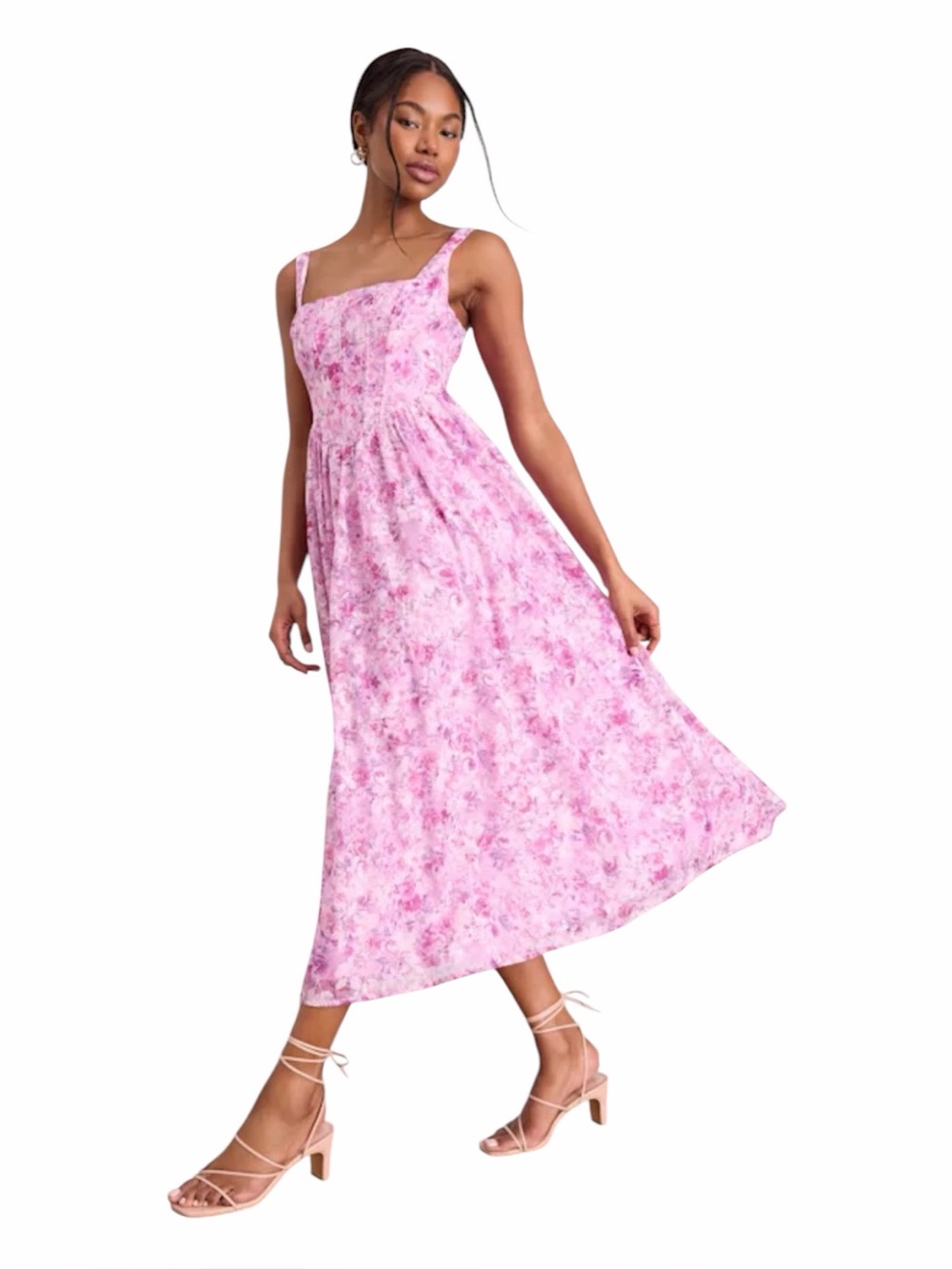 Lulus NWT “Colwyn” Light Magenta Floral Jacquard Bustier Midi Dress In Size XL. - Picture 9 of 16